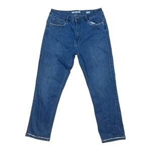 Sissy Boy Axel Rhinestone Trim Split Hem Slim Jeans Medium Wash Blue Women 28-22